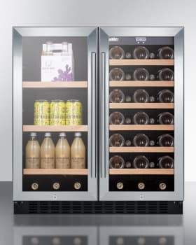 Summit | 30 Inch Built-in Undercounter Beverage and Wine Cooler with 2 Temperature Zones, Adjustable Shelves, Digital Controls, LED Lighting, Door Locks, Automatic Defrost and Sabbath Mode | SWBV3071 Online Sale