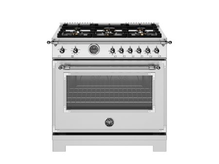 Bertazzoni - 36 inch All Gas Range, 6 Brass Burners and Cast Iron Griddle - HER366BCFGM Cheap