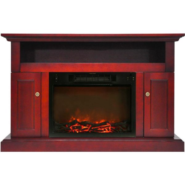 Cambridge Sorrento Electric Fireplace with 1500W Log Insert and 47 In. Entertainment Stand in Cherry For Sale