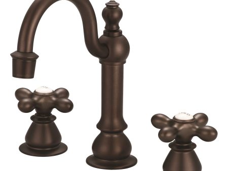 Water Creation | American 20th Century Classic Widespread Lavatory F2-0012 Faucets With Pop-Up Drain in Oil-rubbed Bronze Finish With Metal Cross Handles, Hot And Cold Labels Included | F2-0012-03-AX Cheap