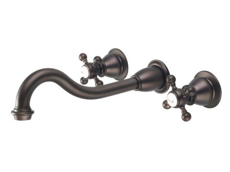 Water Creation | Elegant Spout Wall Mount Vessel Lavatory Faucets in Oil-rubbed Bronze Finish Finish With Metal Lever Handles, Hot And Cold Labels Included | F4-0001-03-BX Online Hot Sale